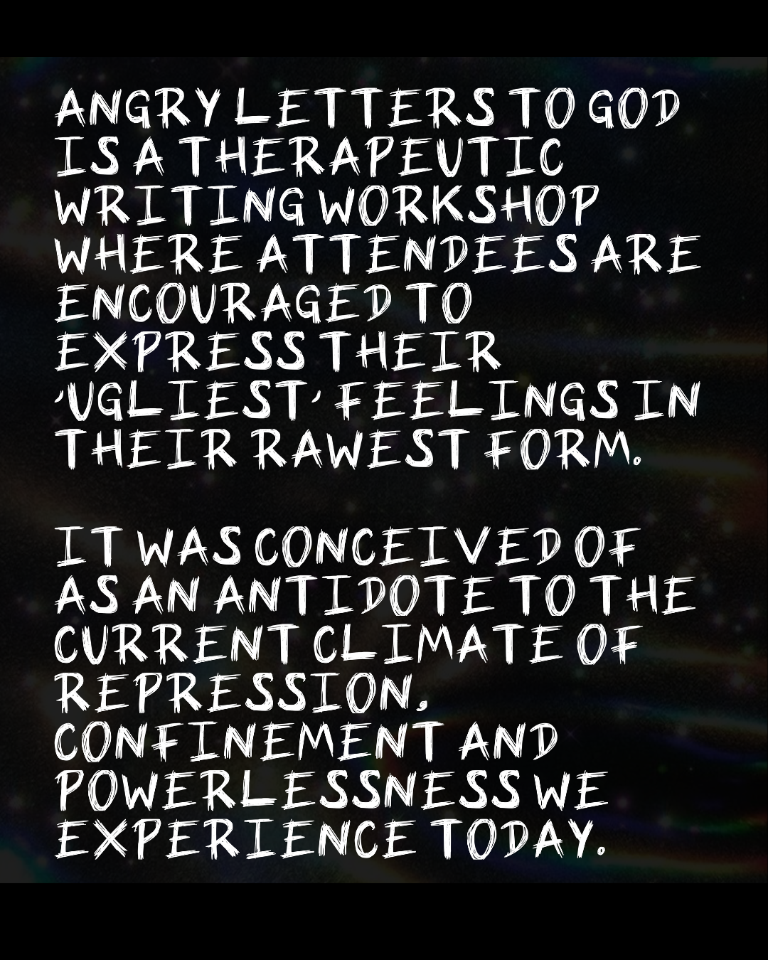 Angry Letters to God: A Therapeutic Writing Workshop