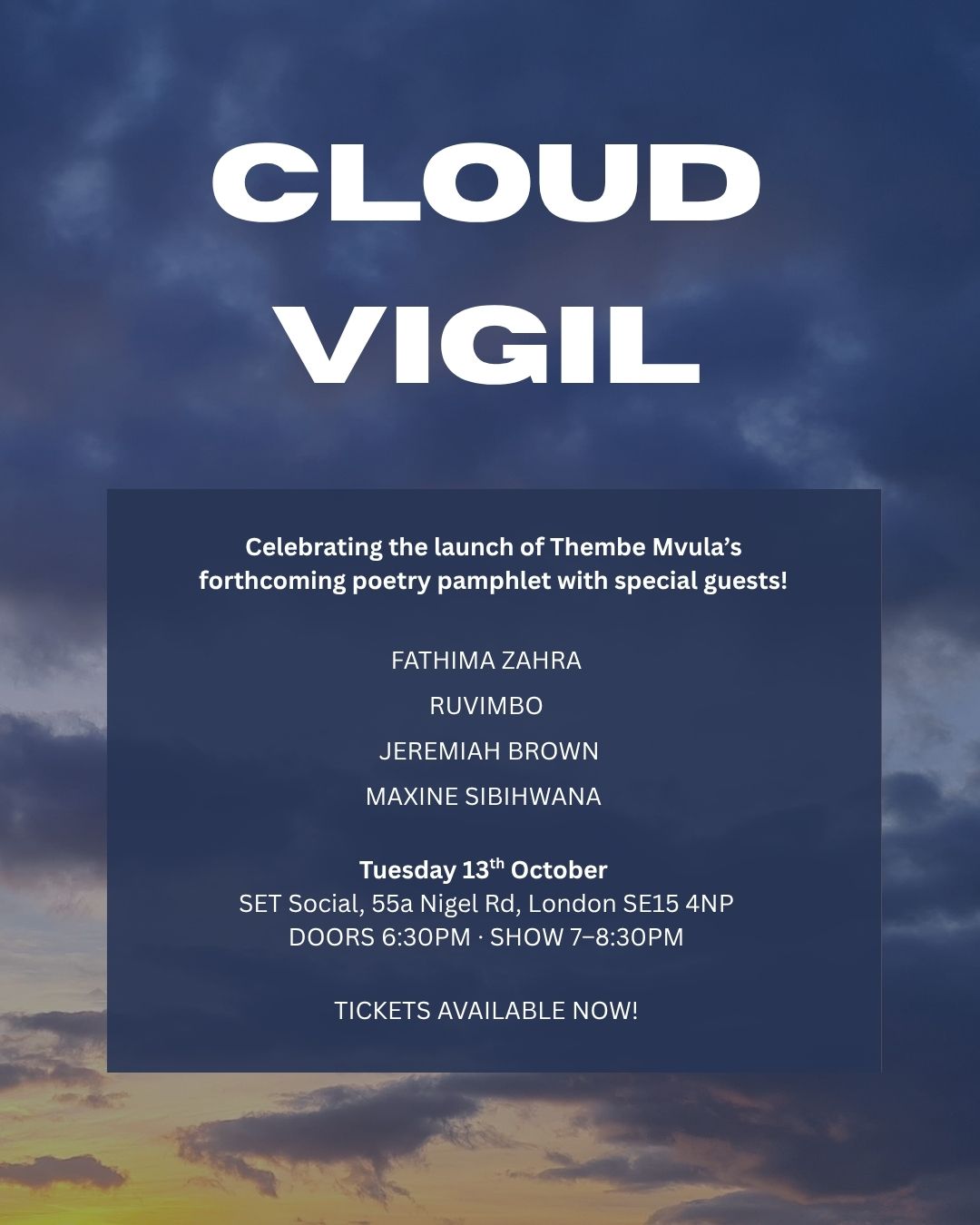 Cloud Vigil Poetry Pamphlet Launch